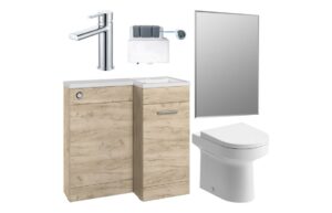 Henlow 900mm Furniture & BTW WC Pack - Oak (RH)