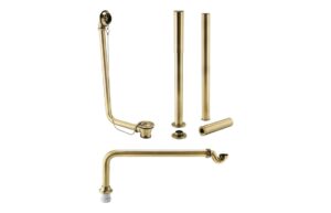 Exposed Bath Plug & Chain Waste w/Pipe Shrouds - Brushed Brass