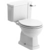 London Close Coupled WC & Satin White Wood Effect Seat w/Chrome Finishes