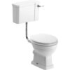 London Low Level WC & Satin White Wood Effect Seat w/Br.Brass Finishes