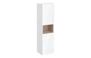 VitrA Root Flat 40cm 2 Door Semi-Tall Unit w/Laundry Basket (LH Hinge) - High Gloss White