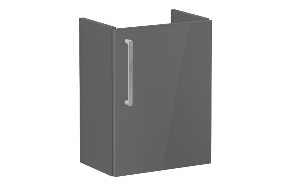 VitrA Root Flat 40cm 1 Door Wall Hung Slim Washbasin Unit (RH Hinge) - Anthracite High Gloss