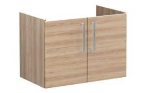 VitrA Root Flat 80cm 2 Door Wall Hung Washbasin Unit - Natural Oak