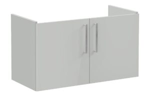 VitrA Root Flat 100cm 2 Door Washbasin Unit - Shiny Pearl Grey