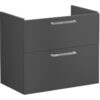 VitrA Root Flat 80cm 2 Drawer Washbasin Unit - Matt Storm Grey