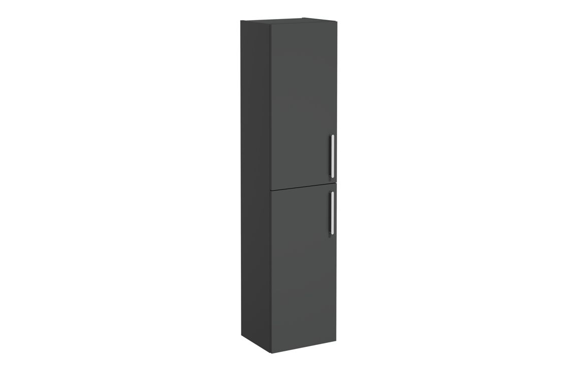 VitrA Root Flat 40cm 2 Door Tall Unit (LH Hinge) - Matt Storm Grey