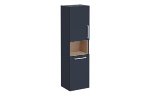 VitrA Root Flat 40cm 2 Door Semi-Tall Unit w/Laundry Basket (LH Hinge) - Matt Dark Blue