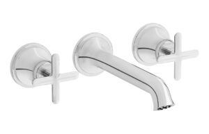 VitrA Origin Classic Wall Mounted 3-Hole Basin Mixer - Brushed Gold