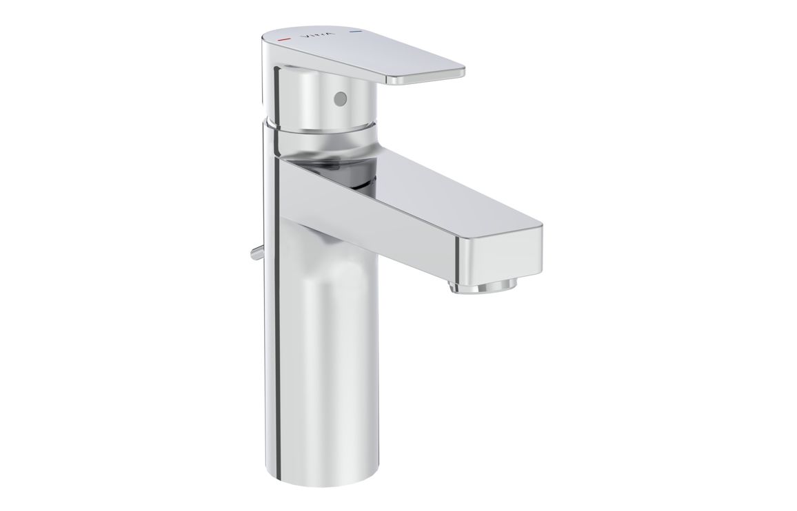 VitrA Flow Square Large Basin Mixer w/Waste Lever - Chrome