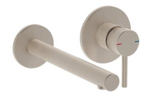 VitrA Origin Wall Mounted 2-Hole Basin Mixer - Brushed Nickel
