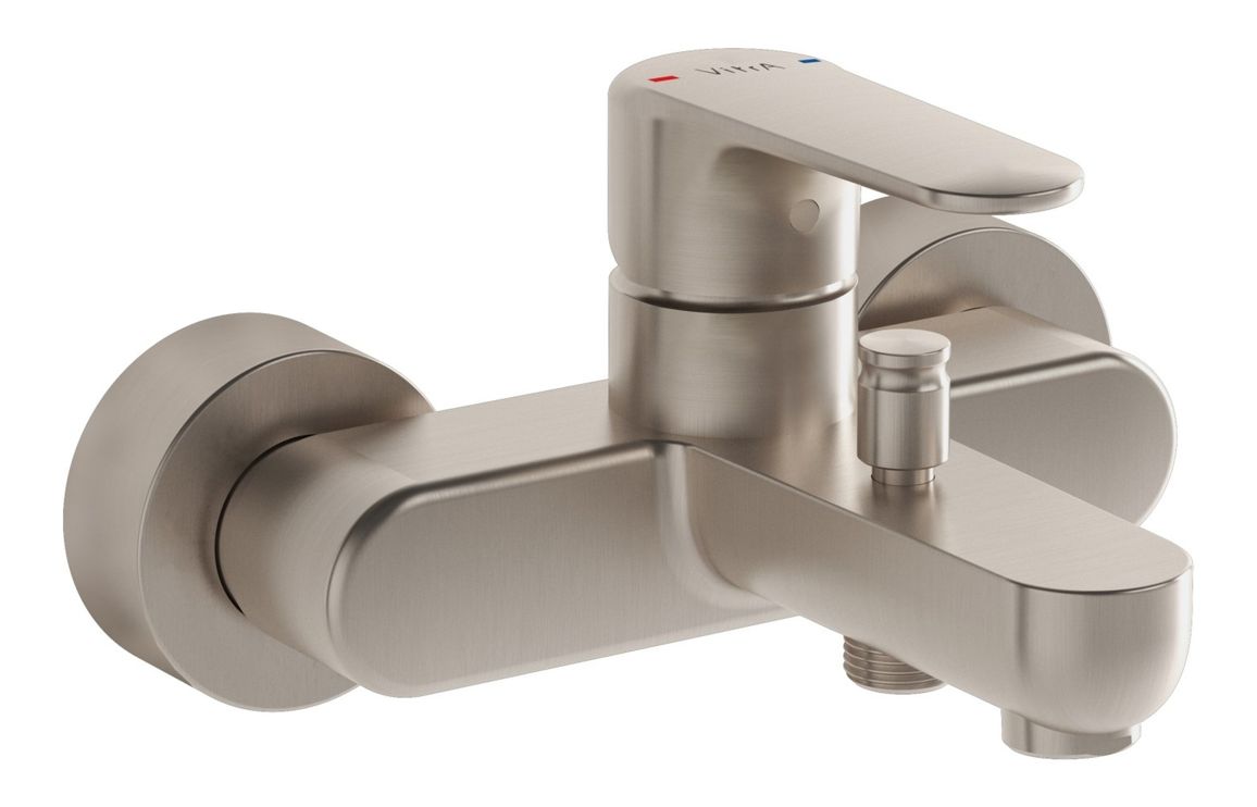 VitrA Root Round Wall Mounted Bath/Shower Mixer - Brushed Nickel