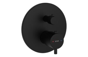 VitrA Root Round Integrated Thermostatic Bath/Shower Mixer Valve - Matt Black