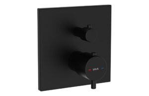 VitrA Root Square Integrated Thermostatic 2-Way Shower Mixer Valve - Matt Black