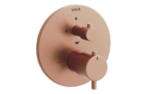 VitrA Aquaheat Integrated Thermostatic Shower Mixer Valve - Brushed Bronze