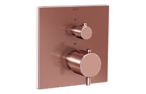 VitrA Root Square Integrated Thermostatic 1-Way Shower Mixer Valve - Soft Copper