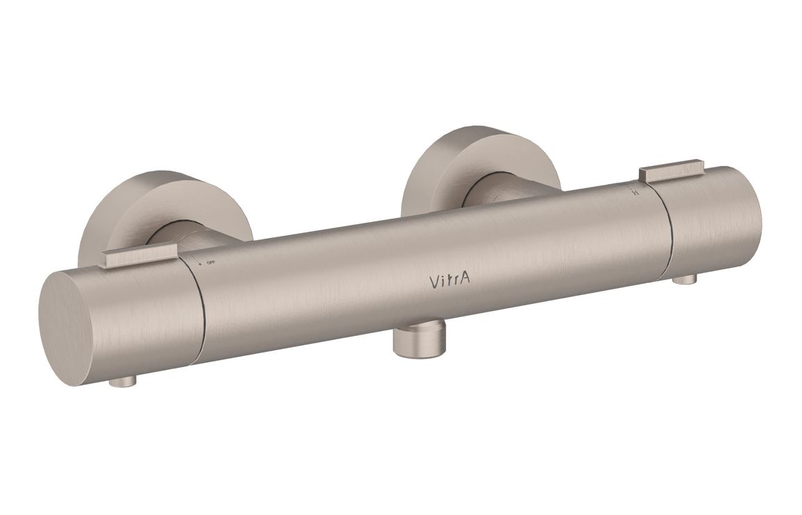 VitrA Aqua Core Round Thermostatic Shower Mixer - Brushed Nickel