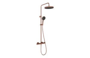VitrA Aqua Core Round Mixer Shower w/250mm Showerhead & Handshower - Brushed Bronze